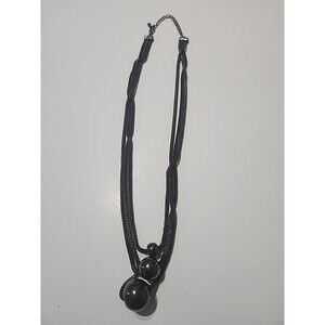 Vintage Express GrayMesh Chain Black 3Bead Multi Strand 12 Inch Fashion Necklace